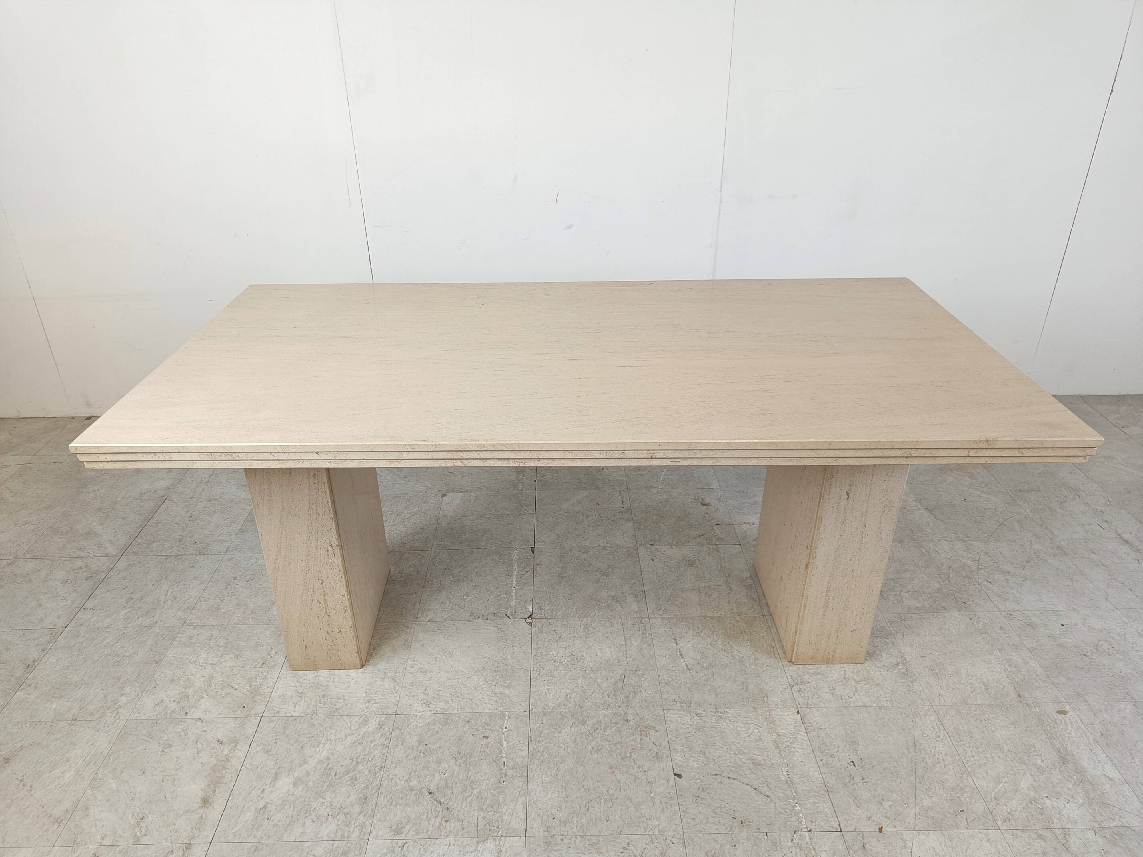 Vintage travertine dining table, 1970s
