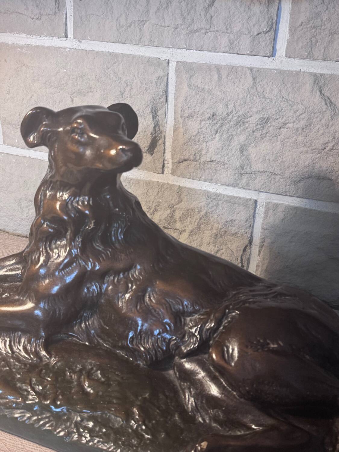 Large ancient sculpture – Reclining Greyhound after P.J. Mêne – edition