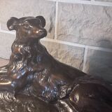 Large ancient sculpture – Reclining Greyhound after P.J. Mêne – edition