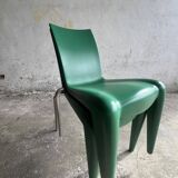 Vintage Louis XII armchair by Philippe Starck, molded blue plastic shell and metal legs
