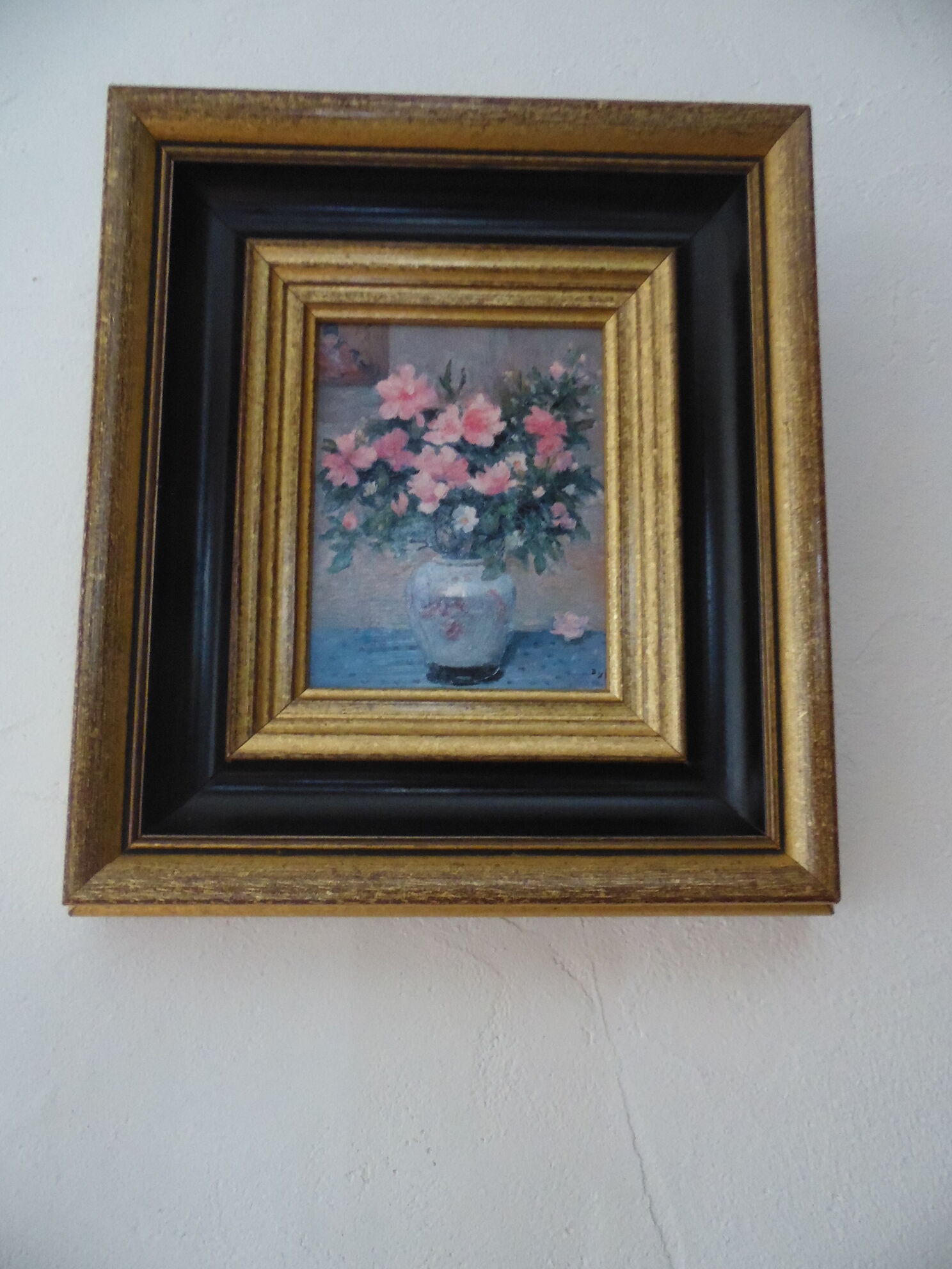 Oil on wood bouquet of flowers signed Dyf