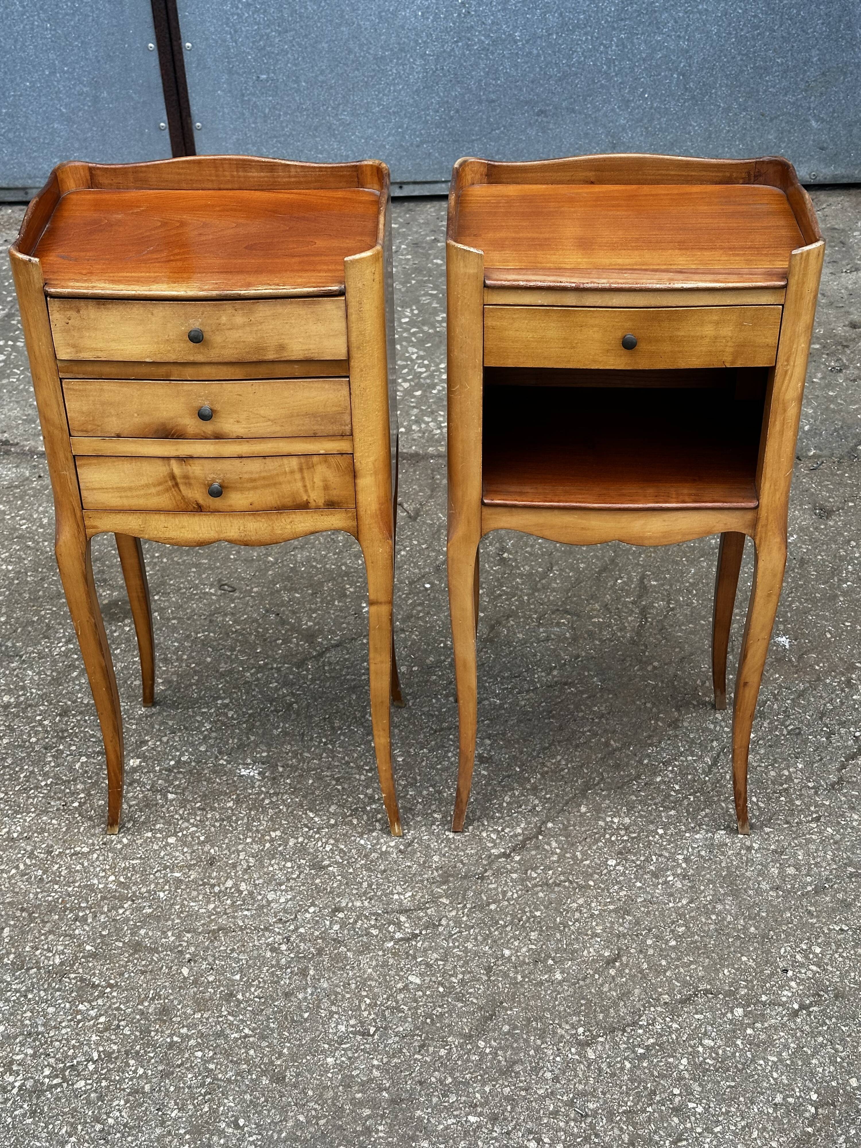 Pair of Louis XV style cherrywood bedside tables