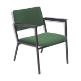 Fauteuil vintage vert avec cadre métallique fabriqué dans les années 60