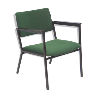 Green vintage armchair with metal frame made in the 60s
