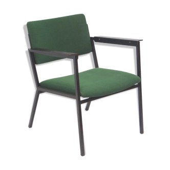 Fauteuil vintage vert avec cadre métallique fabriqué dans les années 60