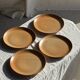 Set of 4 flat dinner plates in stoneware, no brand underneath.