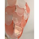 Contemporary Modern Sanded Pink "Petals" Glass Chandelier