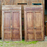 Woodwork Double Walnut Doors with Frame, Double Side XIXth