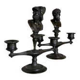 Pair of bronze candlesticks with a black patina in the antique style
