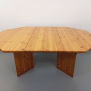 Table à manger octogonale vintage des années 80 en pin avec rallonge
