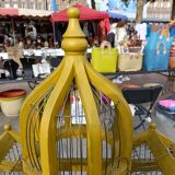 Vintage antique wood and metal bird cage