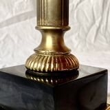 Vintage table lamp in gold brass and black marble