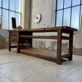XL central island workbench oak