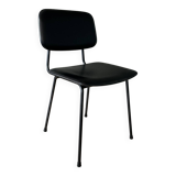 Metal chair and black faux leather, 1950s.