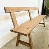 Natural solid oak backrest bench
