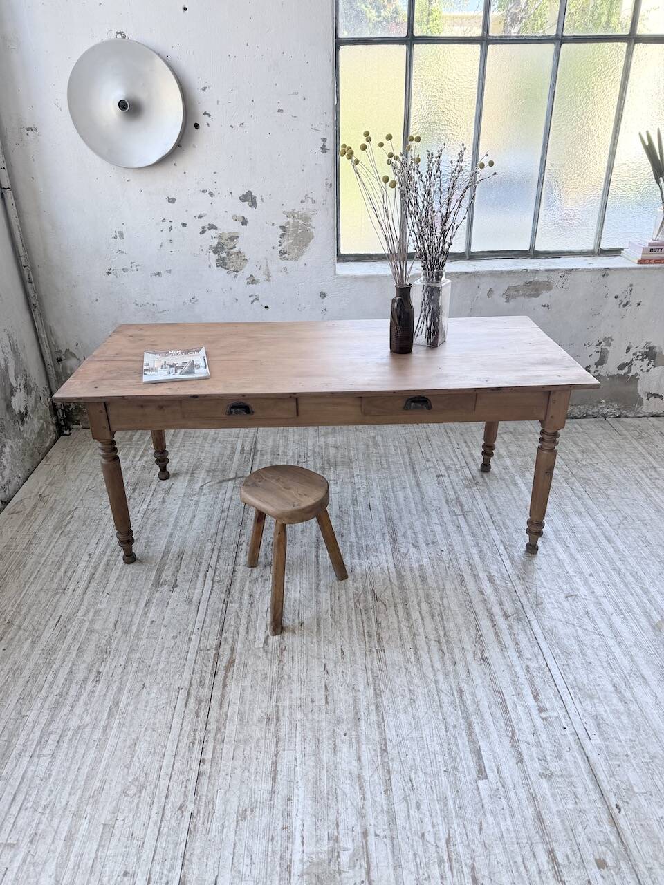 Bistro farmhouse table cherry wood turned legs 180cm