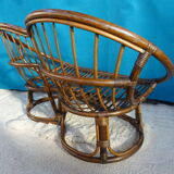 Vintage rattan bench 70s