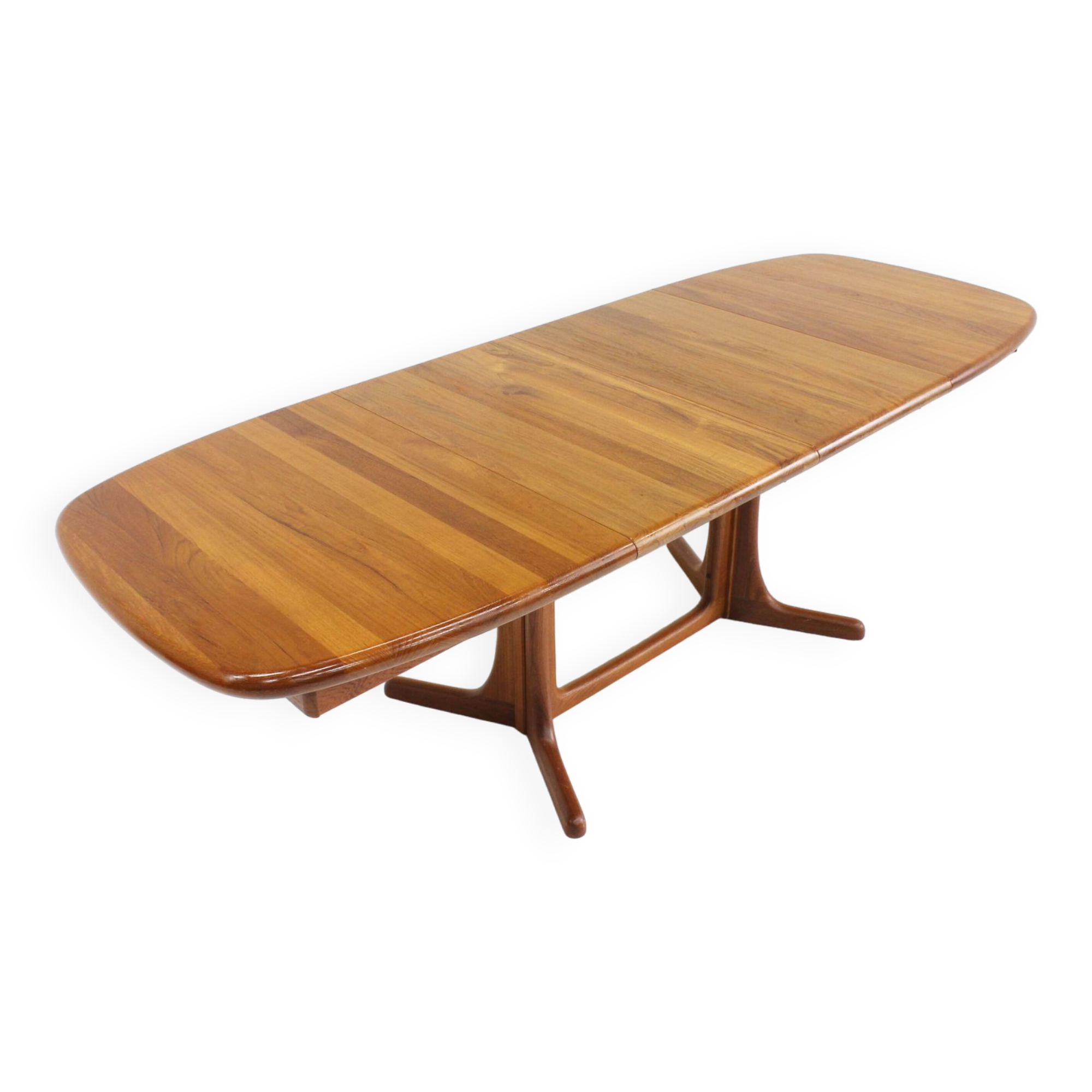Table à manger ovale extensible danoise vintage en teck massif