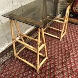 Vintage rattan trestle desk year 50/60