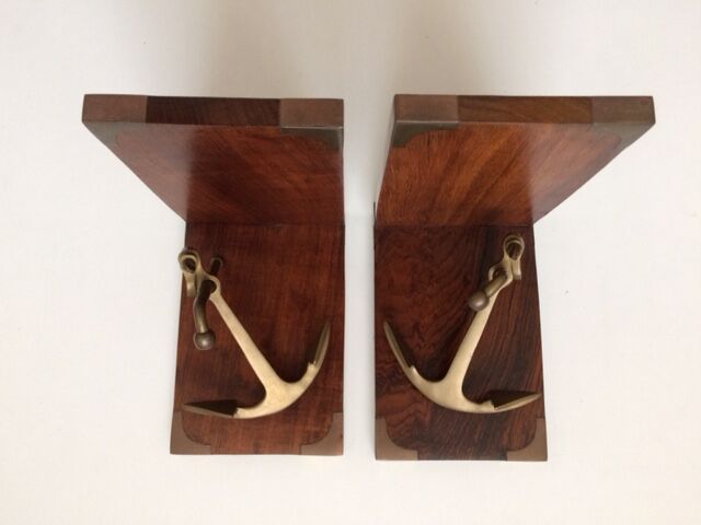 Greenhouse books teak and brass marine anchor
