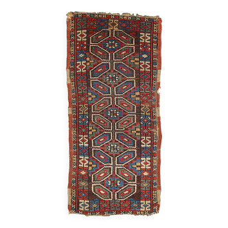 Handmade antique collectible Turkish Yastik rug 45cm x 91cm 1880s
