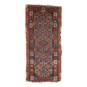 Handmade antique collectible Turkish Yastik rug 45cm x 91cm 1880s