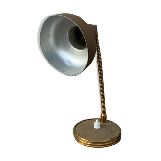 Antique desk lamp in gold metal Aluminor France vintage