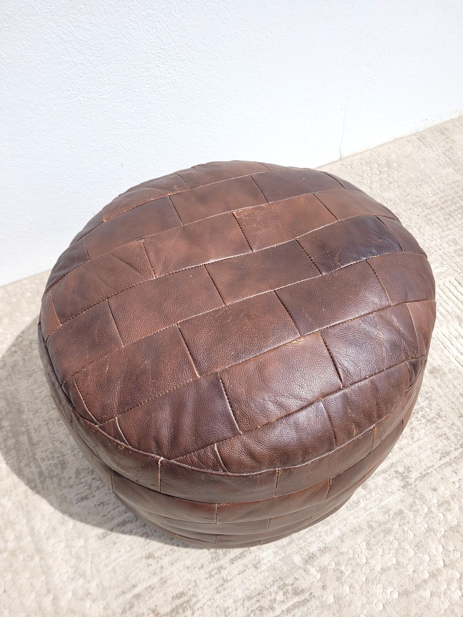 Pouf cuir en parchwork