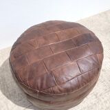 Pouf cuir en parchwork