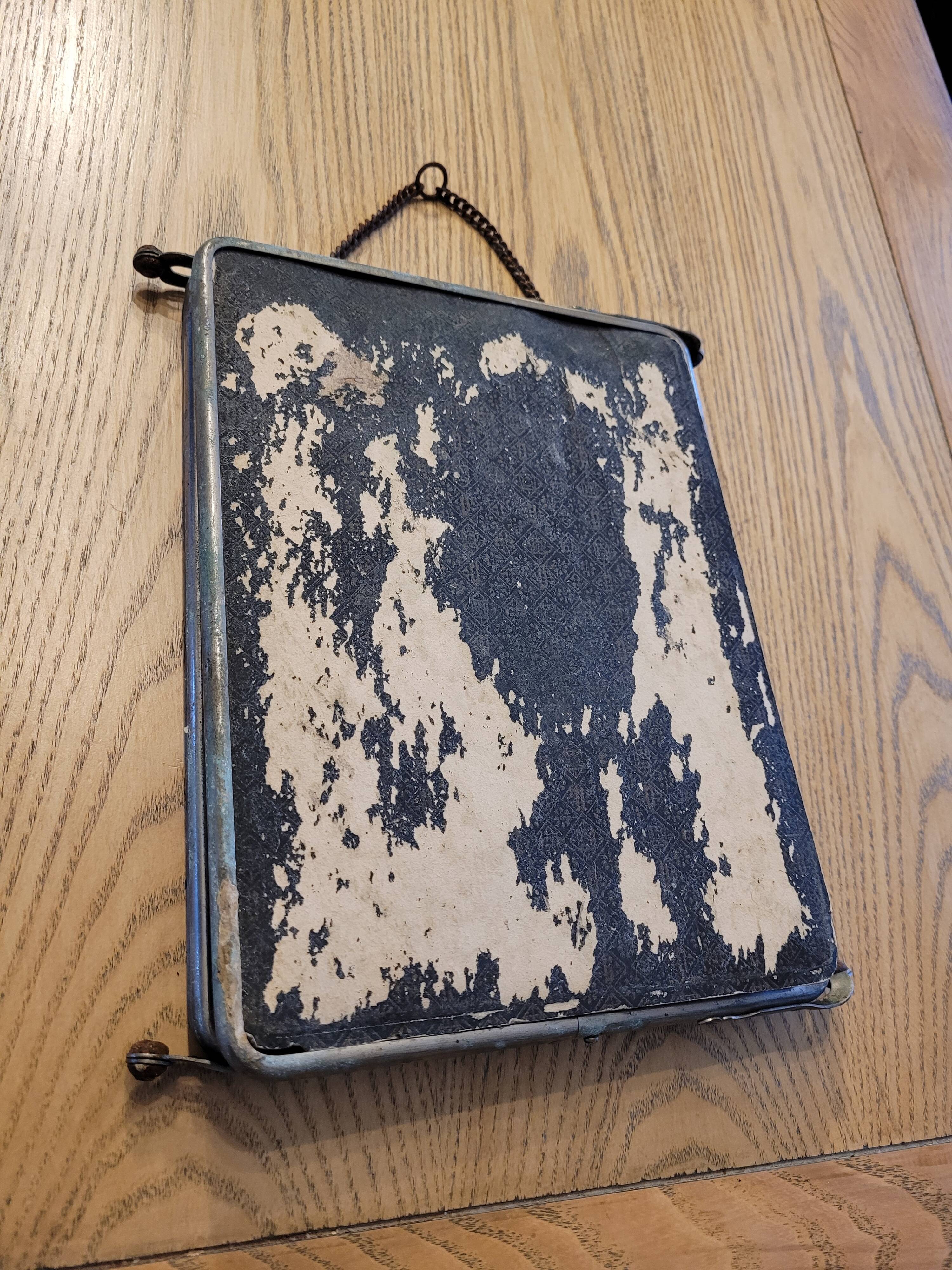 Old beveled triptych barber mirror 60x25cm