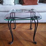 Coffee table from the 50s in wrought iron and glass top