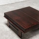 Square Walnut Coffee Table With Storage By Giovanni Michelucci, Italy 1960's