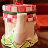 Cherry pattern slip teapot