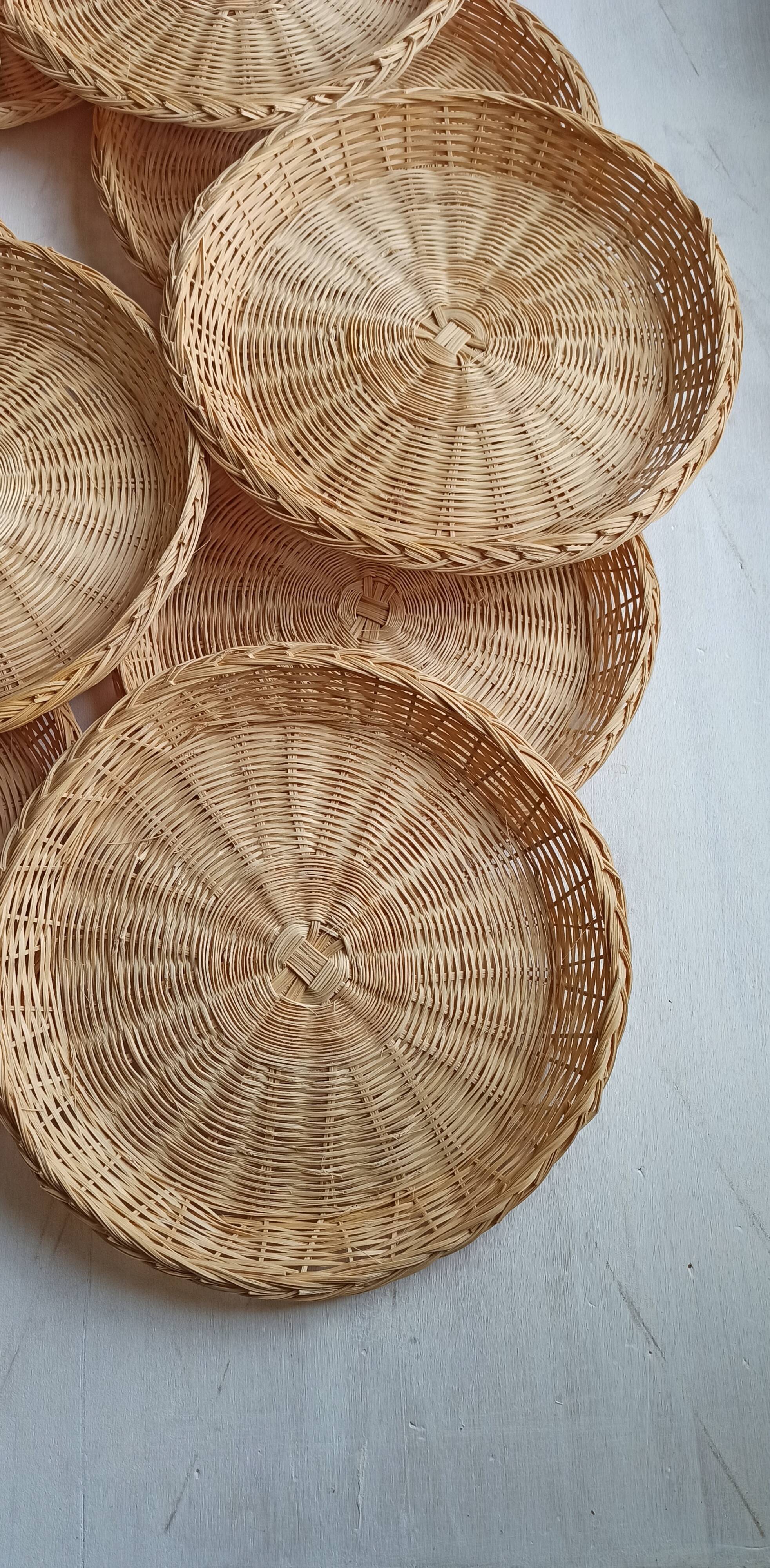 Wall composition of vintage baskets