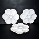 3 Limoges porcelain oyster plates