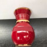 Ancien vase verceram céramique rouge & dorée
