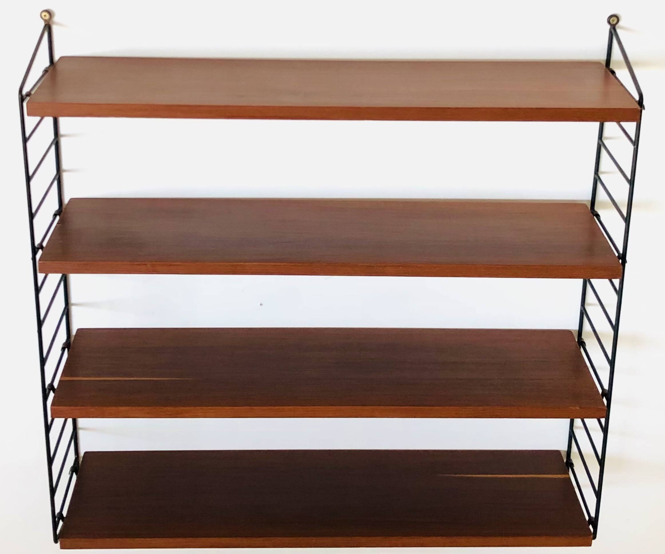 Etagère murale String en bois et métal, années 60
