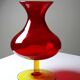 Vintage blown glass vase with "controlled" bubbles in red and yellow, 1960s-1970s.
