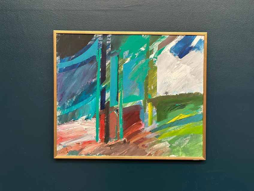 Huile sur toile suédoise – Motif abstrait par Carl Köhler