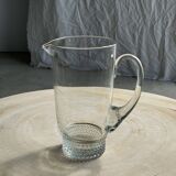 Carafe à anse en verre belle matière pied motifs billes de verre H21