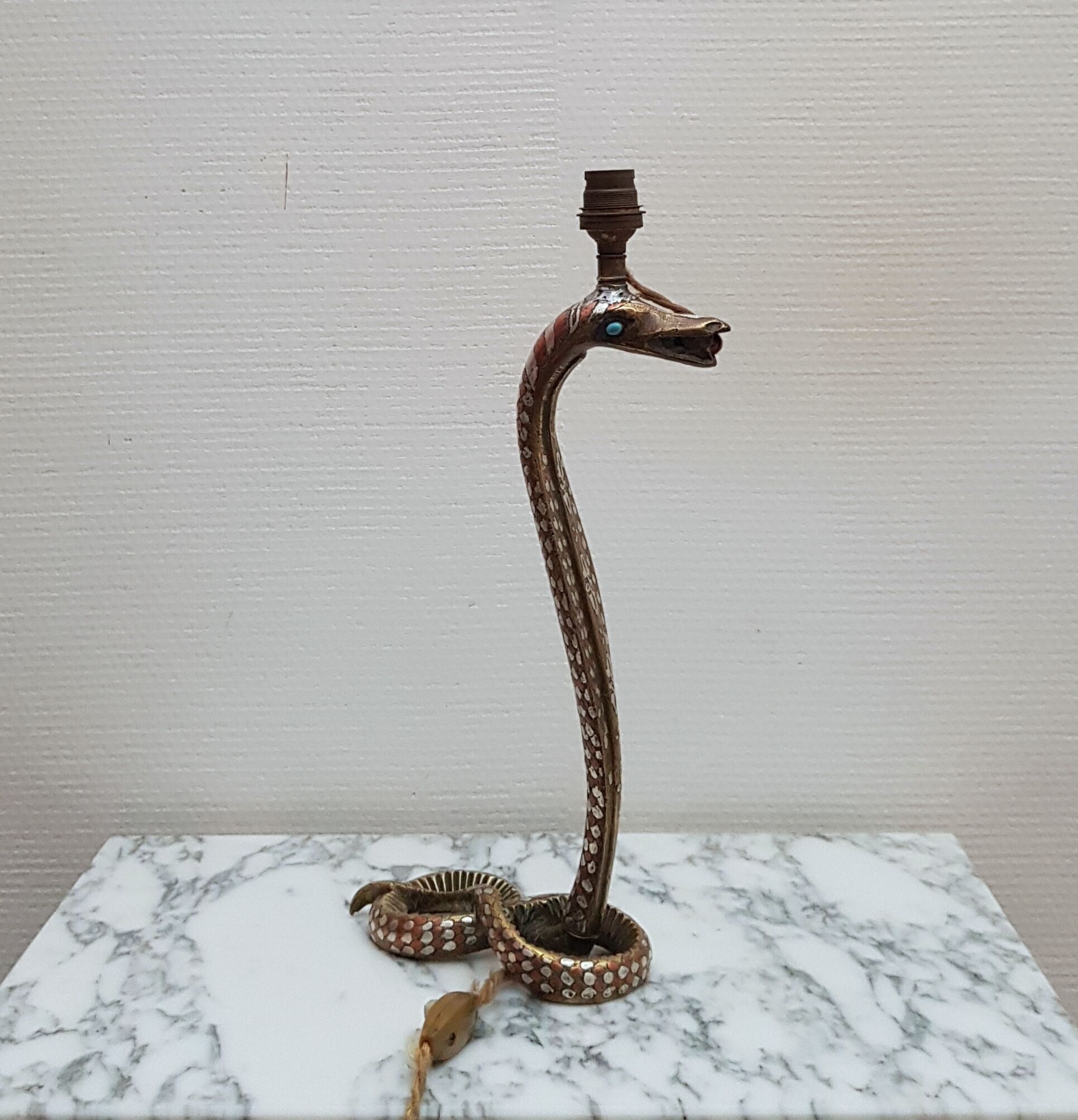 Bronze and silver snake lamp