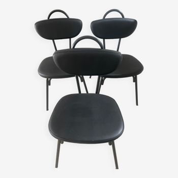 Set of 3 vintage skaï chairs