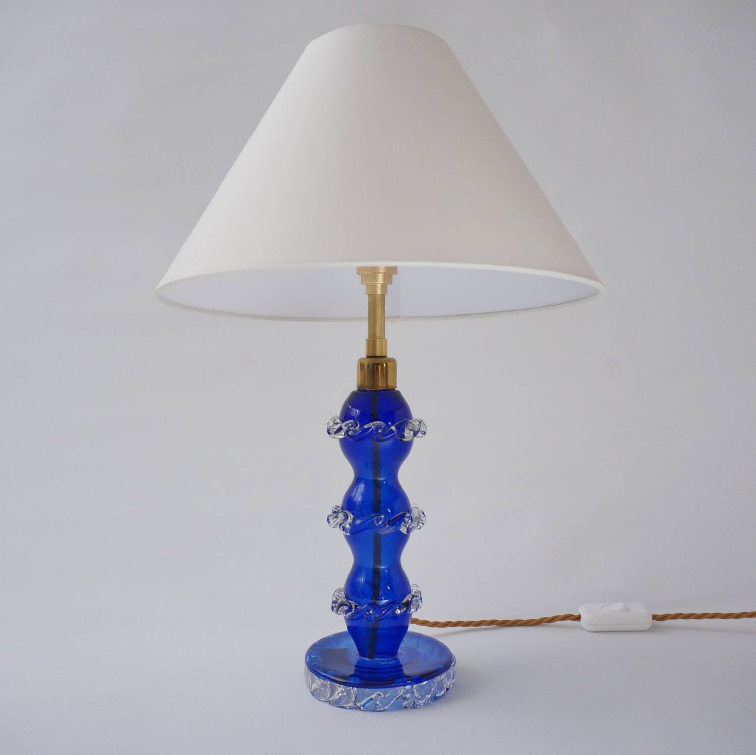 Murano glass lamp handblown blue crystal Barovier & Toso style 1920's Italy