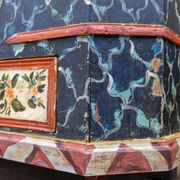 Antique hand-painted Baroque chest folk art cabinet dated solid wood Central Europe, 1865