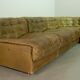 De Sede DS11 Olive Green Patched Leather Modular Sofa, 6 Elements. 1970s