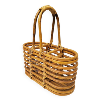 Vintage picnic rattan bottle holder