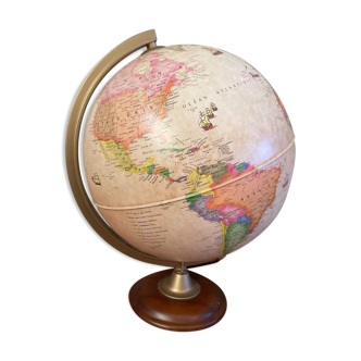Globe vintage pied en bois