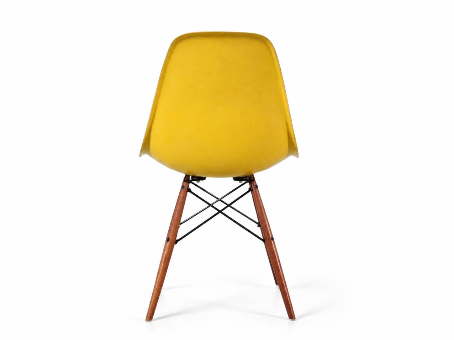 Set of 4 DSW chairs by Charles Eames - yellow fibreglass edition by Herman.