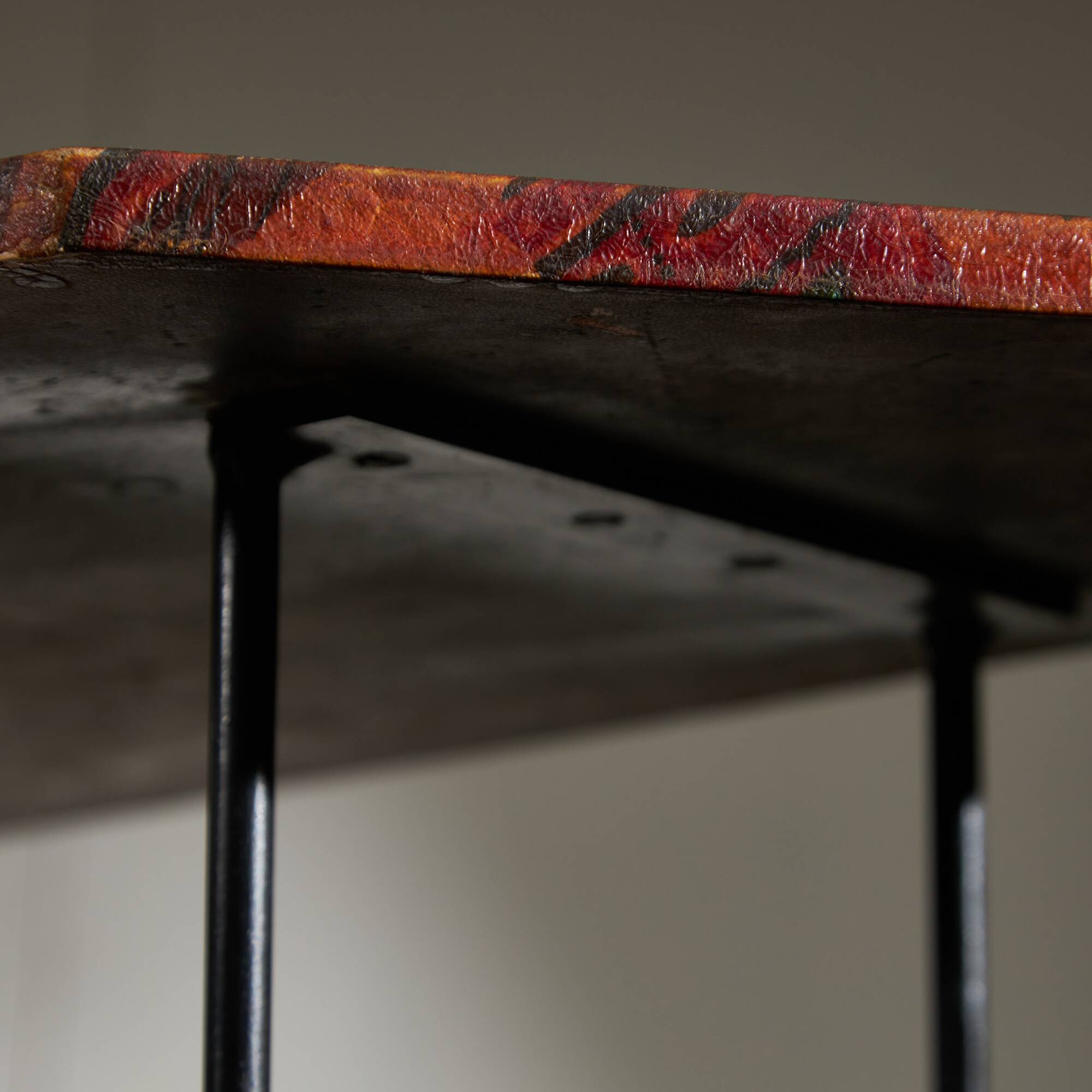 Italian Side Table with Unique Leather Top, 1970s
