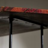 Italian Side Table with Unique Leather Top, 1970s